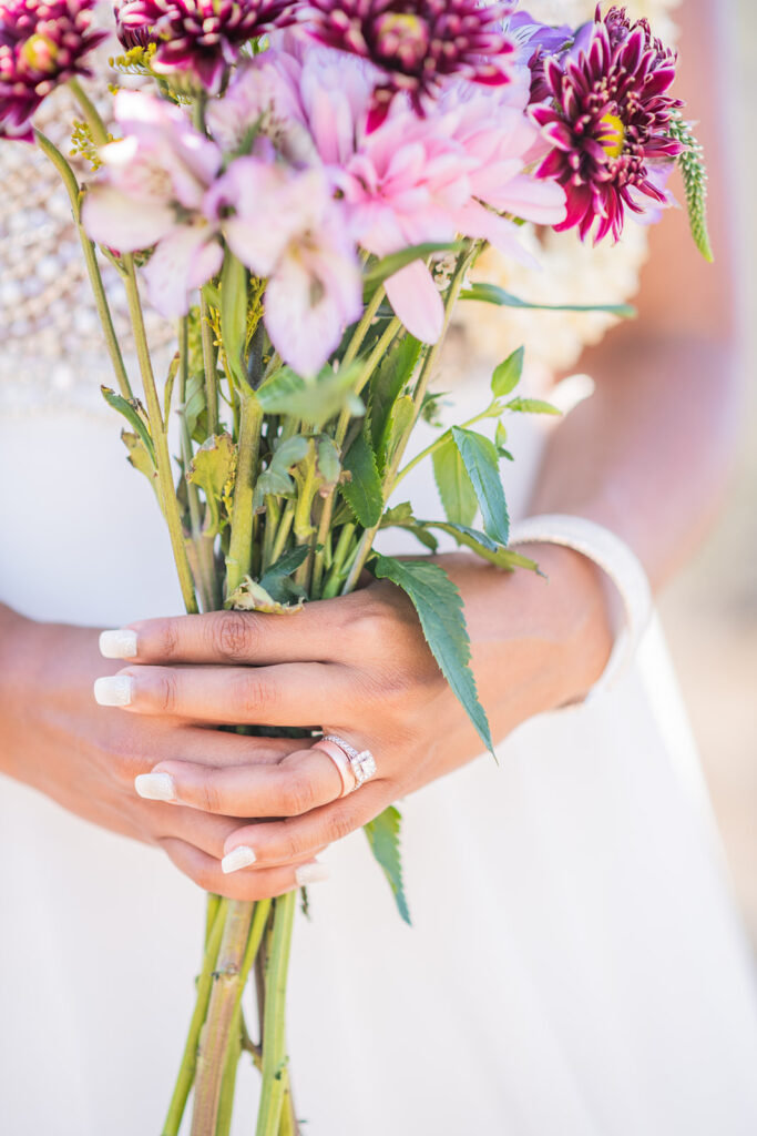 Bride's flowers she is holding while she elopes on Oahu